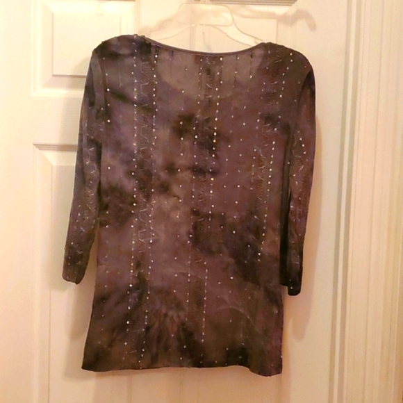 NWOT JM Collection Women's Small Beautiful Sequined Dark Gray/Black Top - Picture 2 of 3